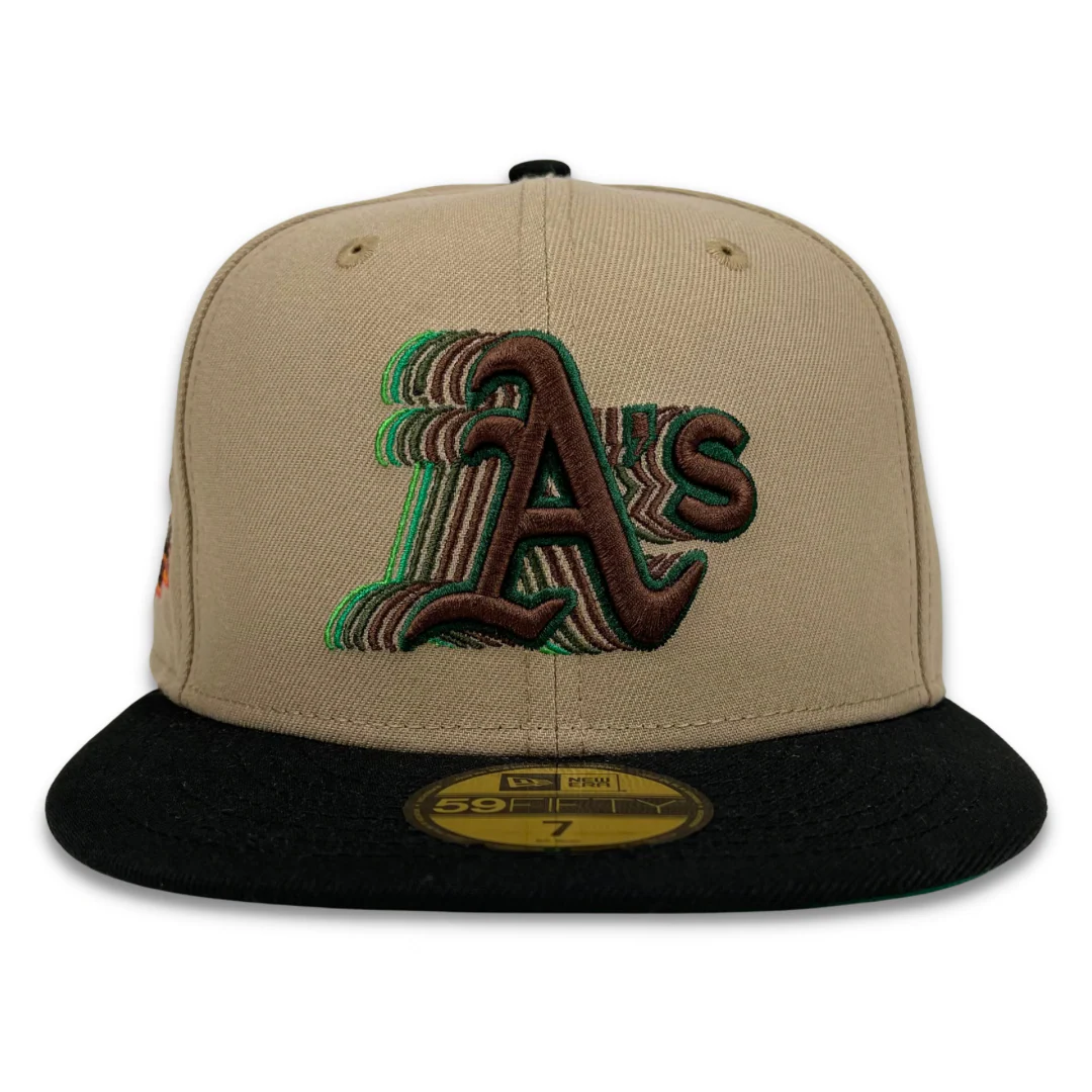 NEW ERA "SAFARI" OAKLAND ATHLETICS FITTED HAT (CAMEL/BLACK) - Image 2