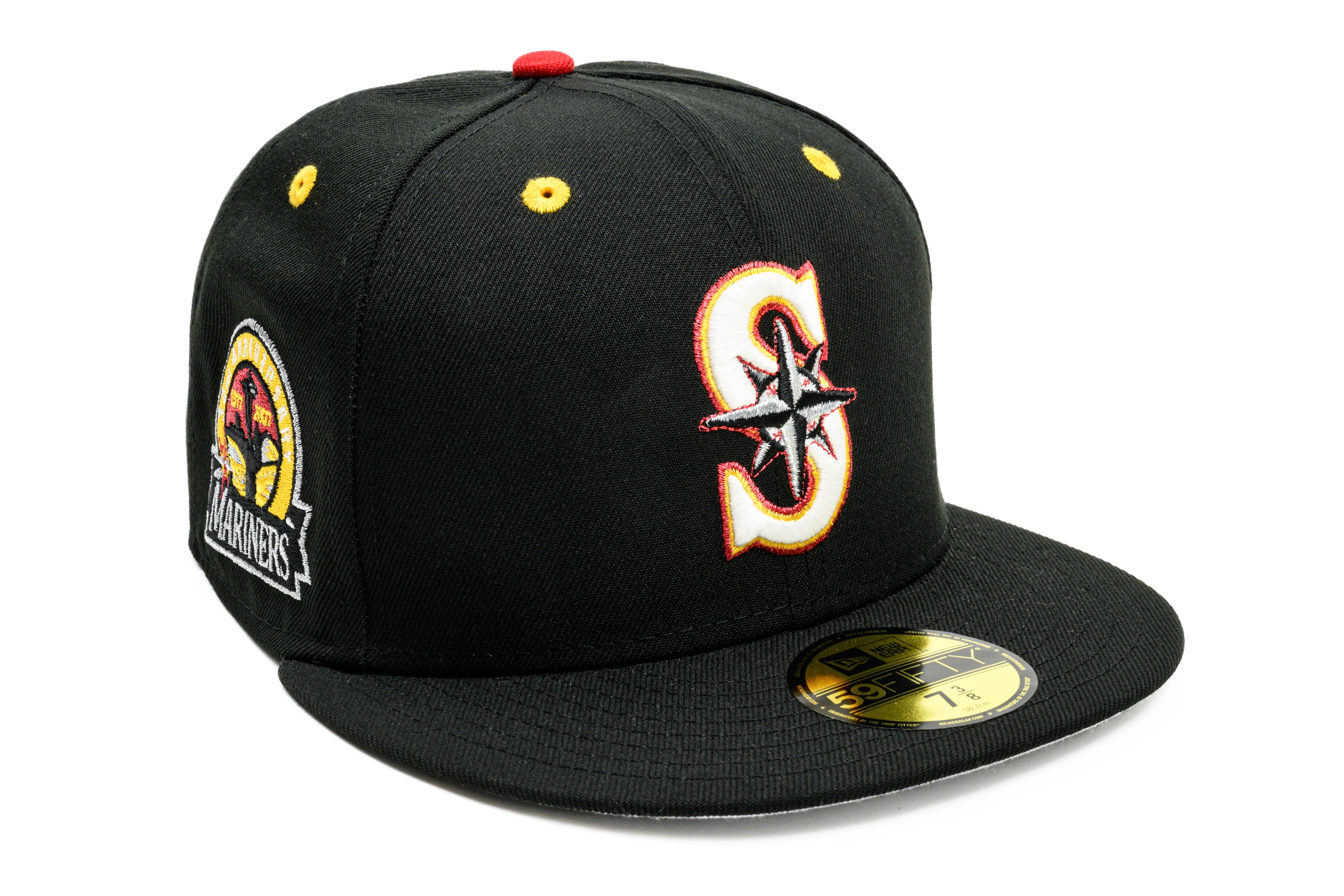 NEW ERA "SCAT" SEATTLE MARINERS FITTED HAT (BLACK/RED/YELLOW)