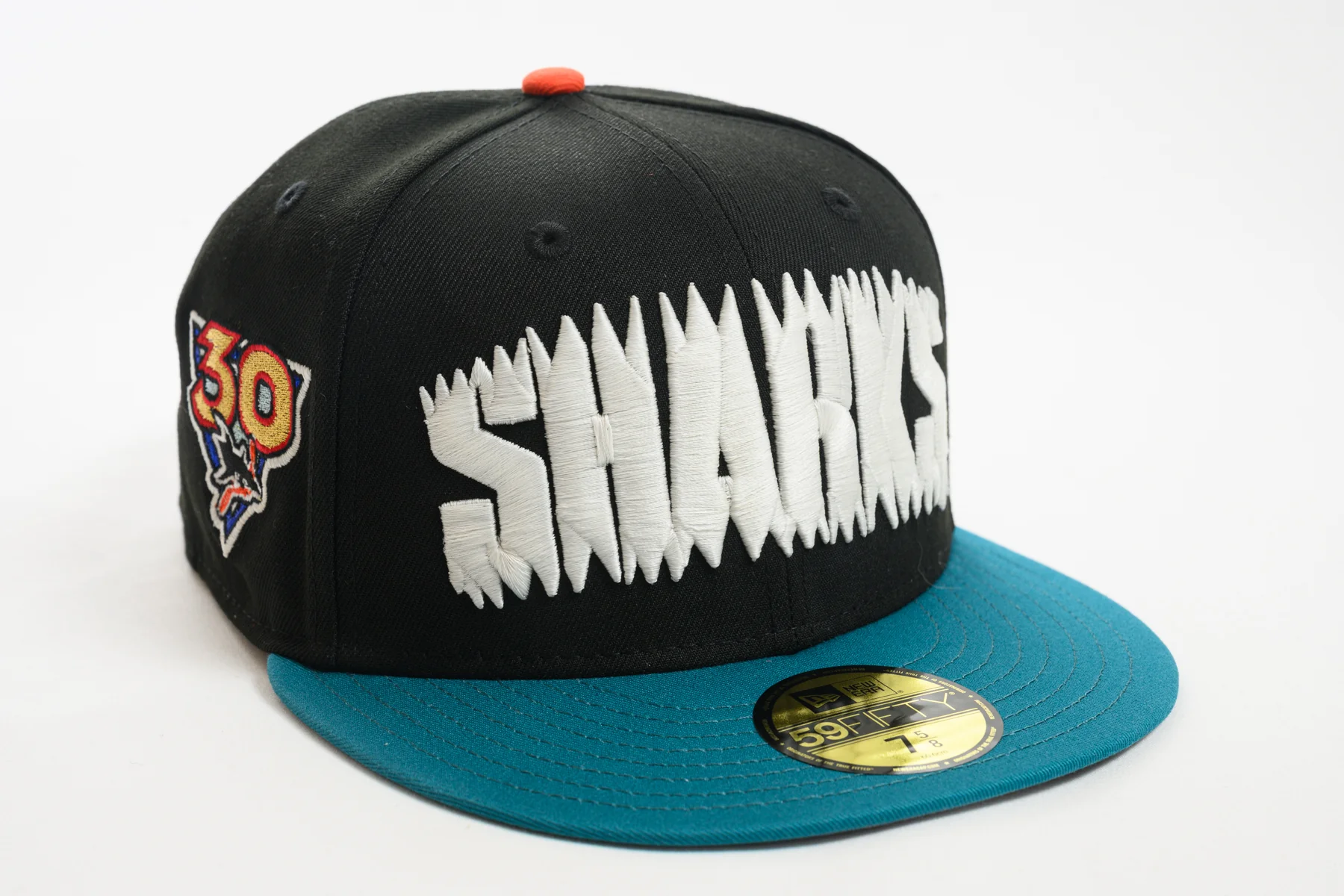NEW ERA "SHARK BITES" SAN JOSE SHARKS FITTED HAT (BLACK/TEAL/ORANGE)