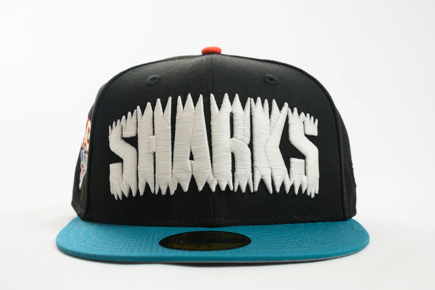 NEW ERA "SHARK BITES" SAN JOSE SHARKS FITTED HAT (BLACK/TEAL/ORANGE) - Image 5