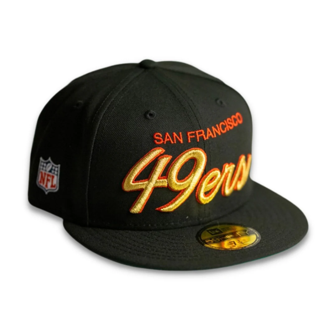 NEW ERA "SIDE SHIELD" SF 49ERS FITTED HAT (BLACK/METALLIC GOLD)