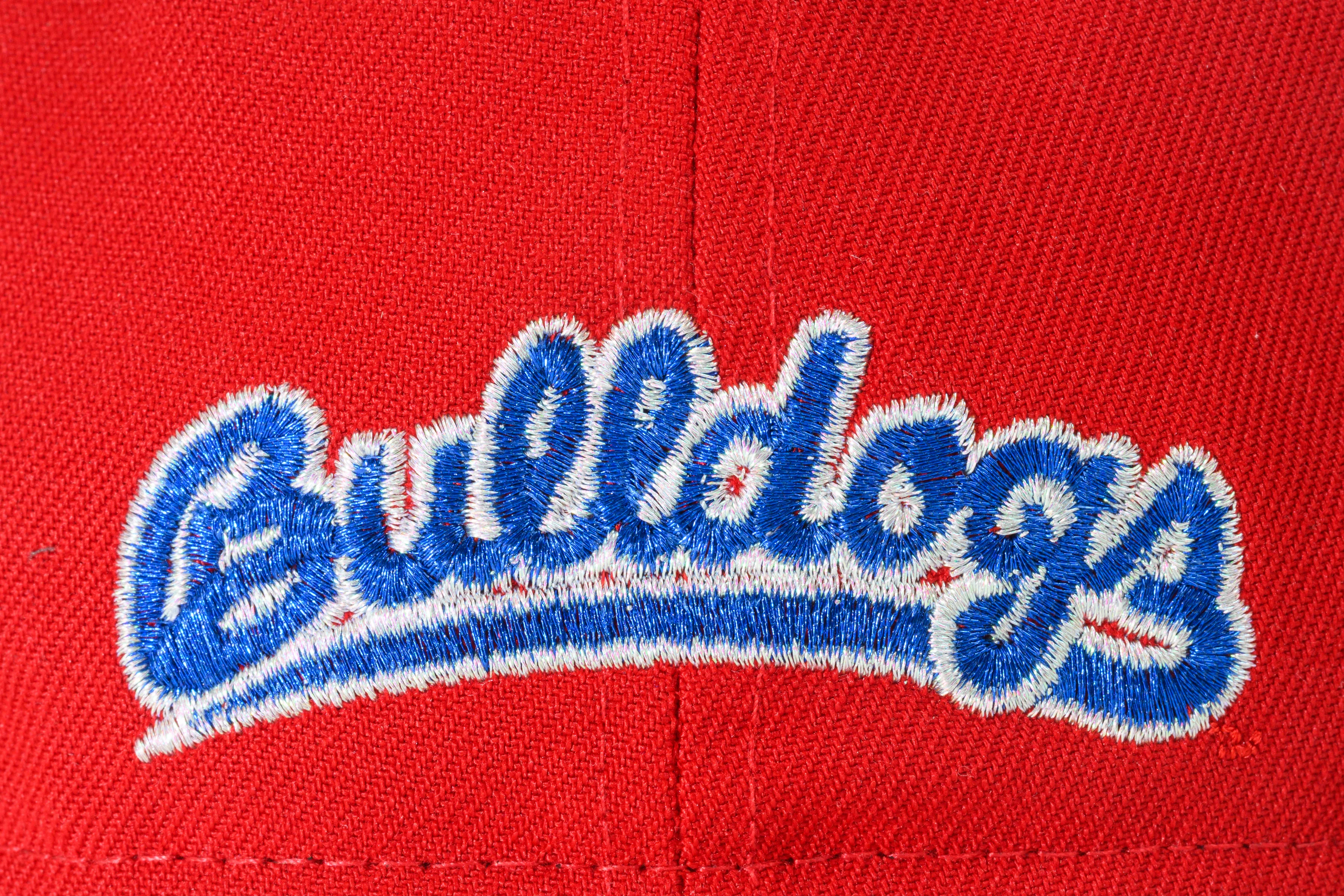 NEW ERA "SPLIT BLOCK" FRESNO STATE BULLDOGS FITTED HAT (SCARLET/CHROME/ROYAL) - Image 2