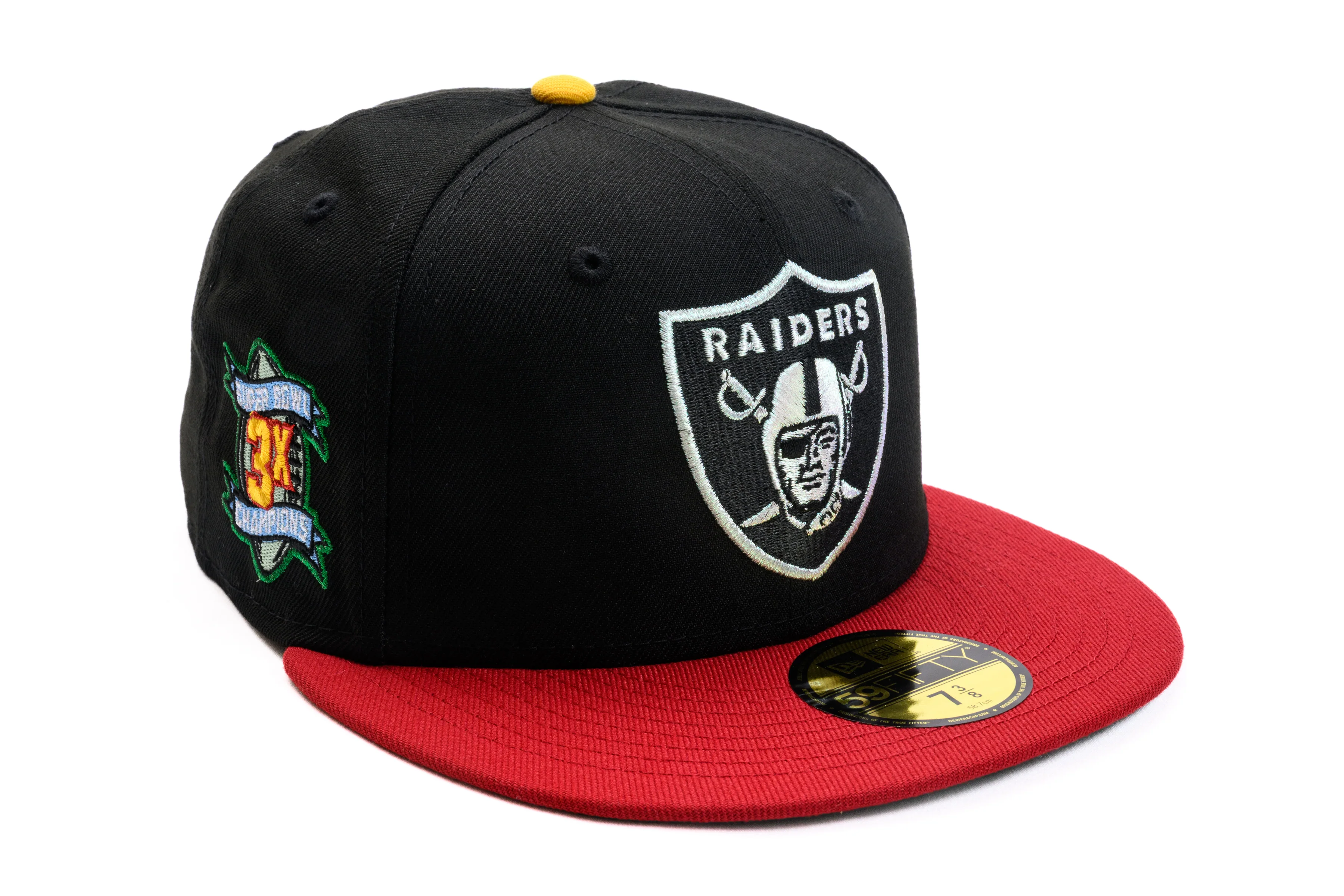 NEW ERA "STACKIN CHIPS" LAS VEGAS RAIDERS FITTED HAT (BLACK/PINOT RED/YELLOW)