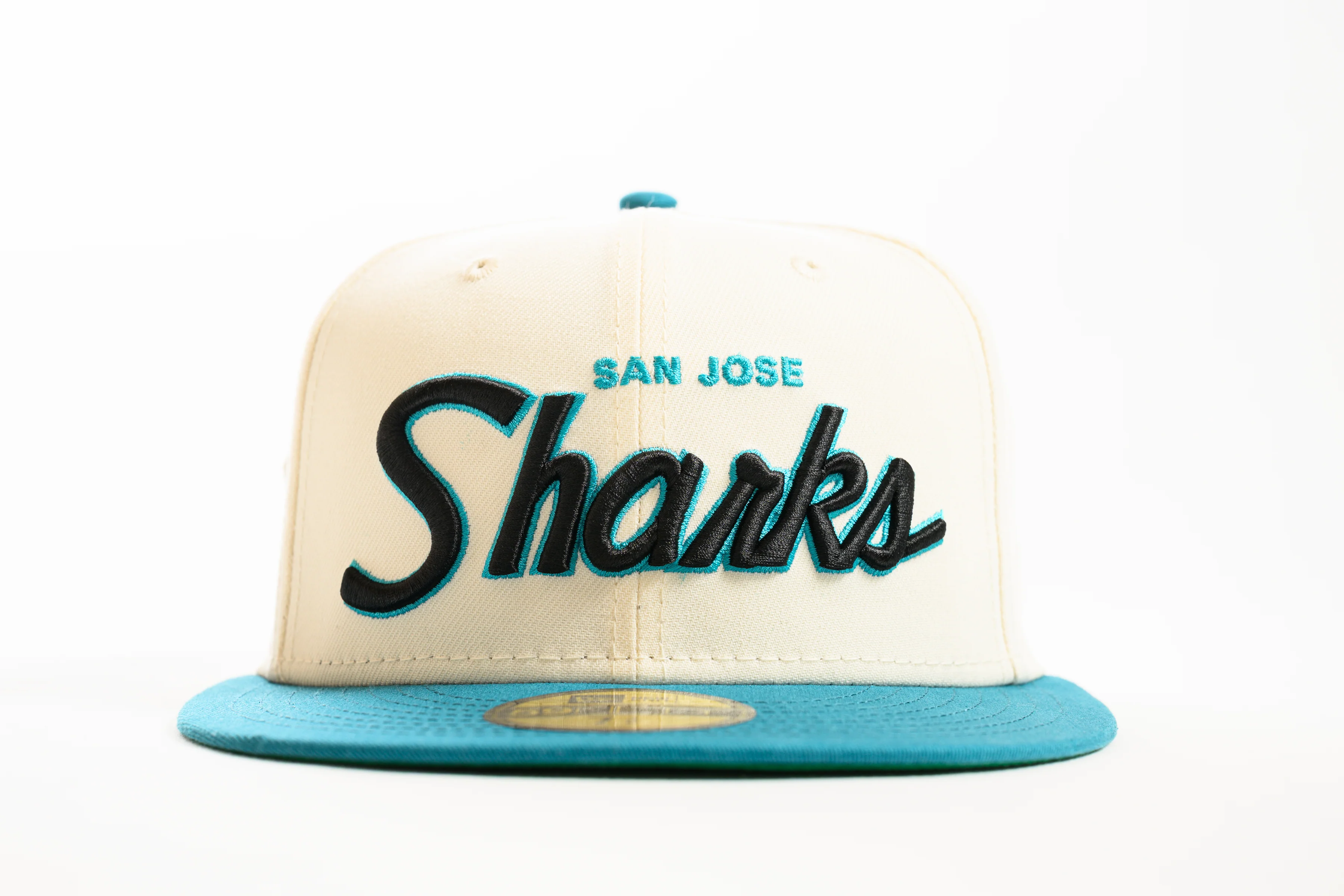 NEW ERA "SURF NINJAS" SAN JOSE SHARKS FITTED HAT CHROME WHITE/TEAL) - Image 7