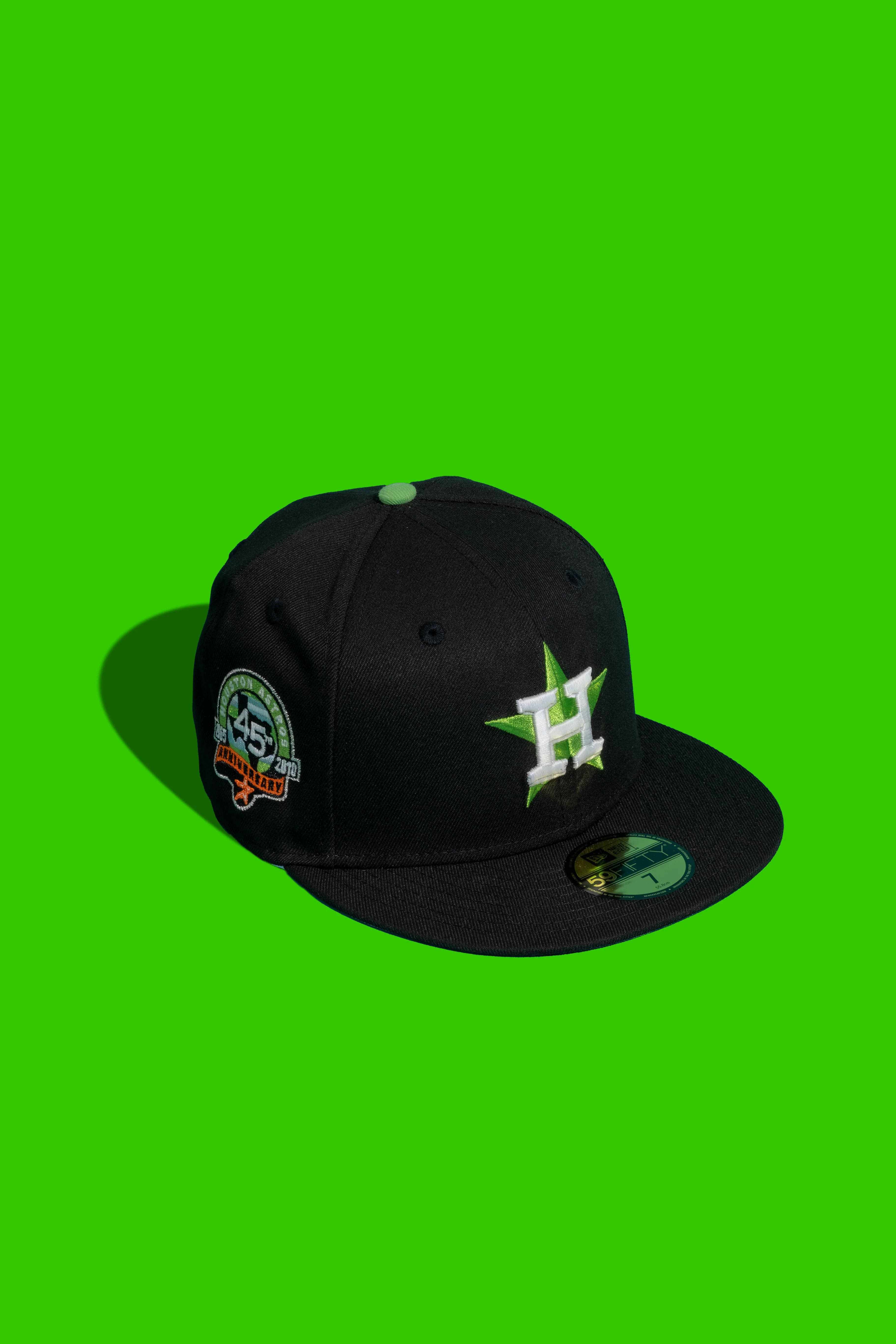 NEW ERA "SUTTER ST." HOUSTON ASTROS FITTED HAT (BLACK NEON GREEN) - SIZE 7 1/2