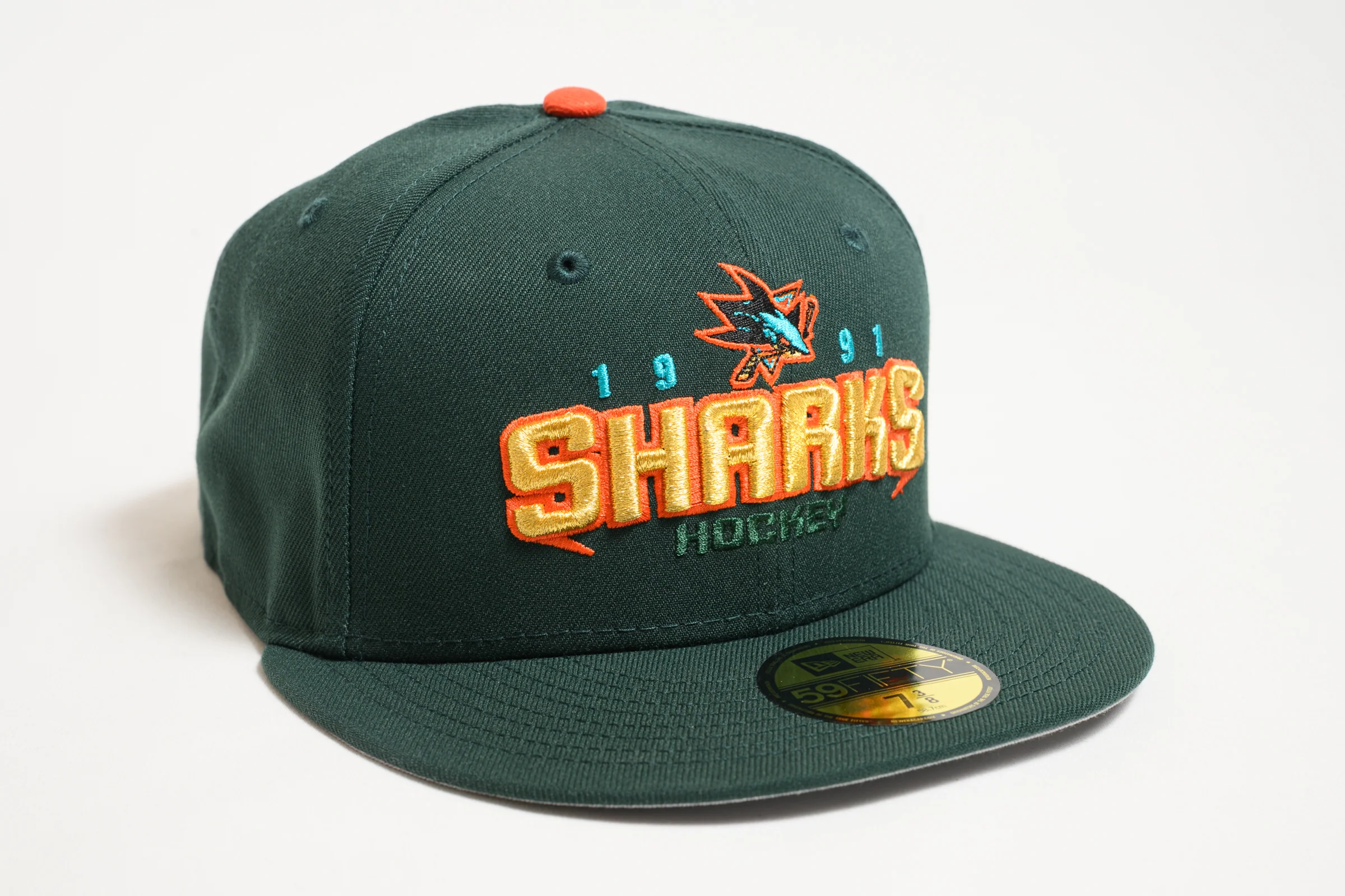 NEW ERA "SWAMP SHARK 2.0" SAN JOSE SHARKS FITTED HAT (GREEN/ORANGE)