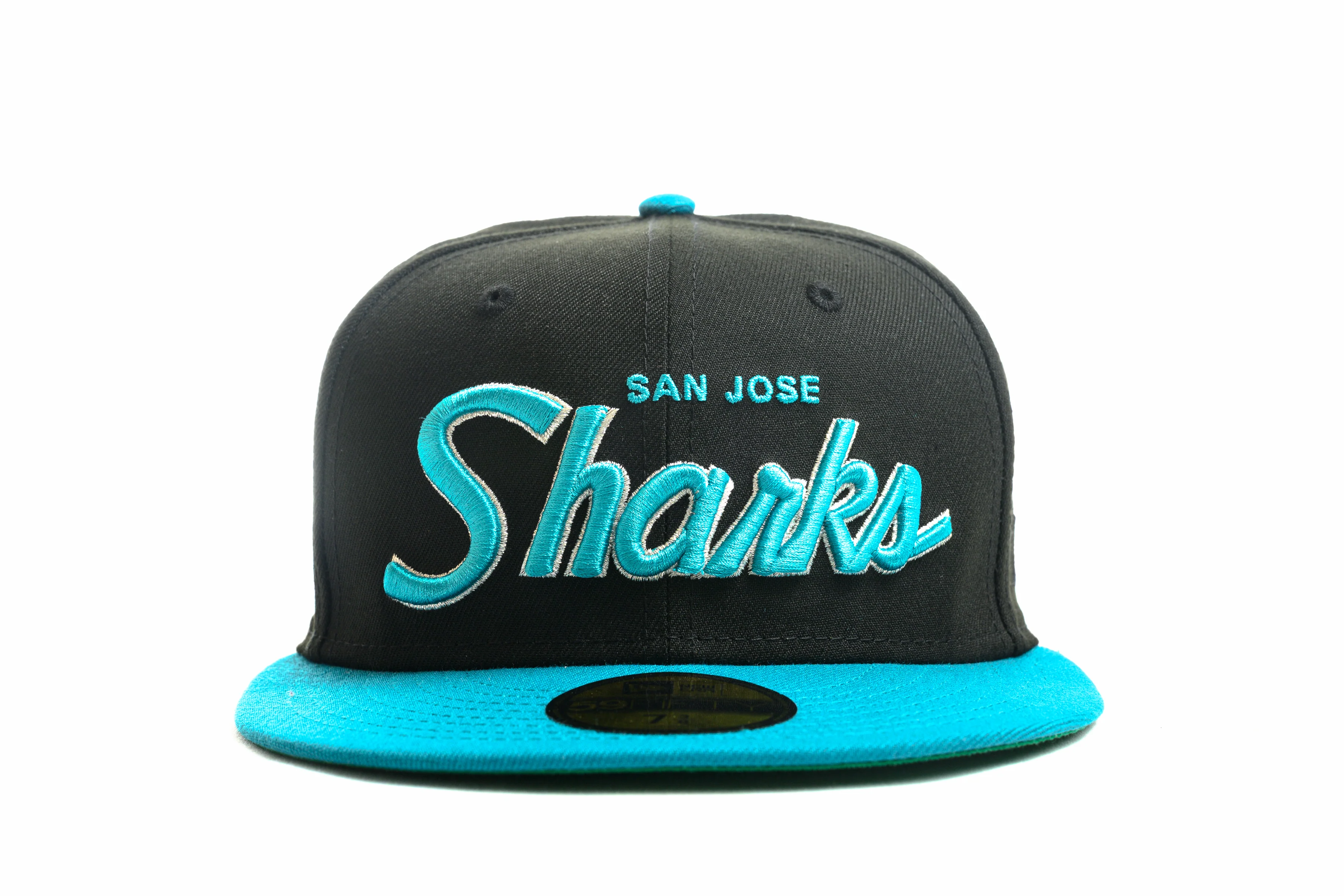 NEW ERA "TEAM SCRIPT" SAN JOSE SHARKS FITTED HAT (BLACK/TEAL) - Image 7