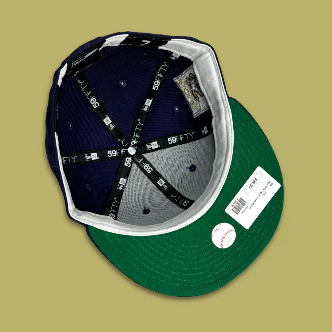 NEW ERA “TECH" OAKLAND ATHLETICS FITTED HAT (ROYALTY PURPLE/METALLIC GOLD) - Image 2