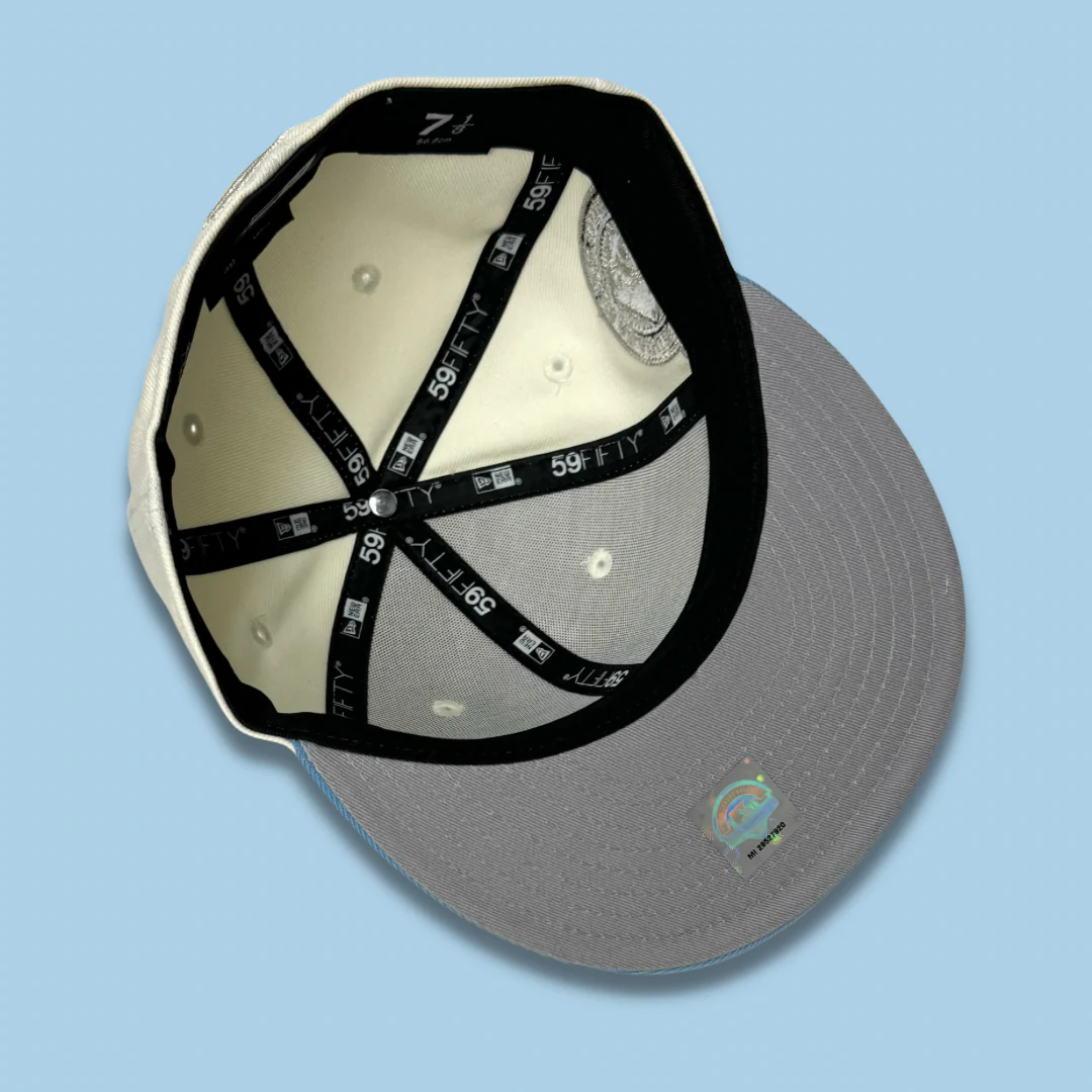 NEW ERA “THE SHOT 2.0" BIRMINGHAM BARONS FITTED HAT (CHROME WHITE/LIGHT BLUE) - Image 2