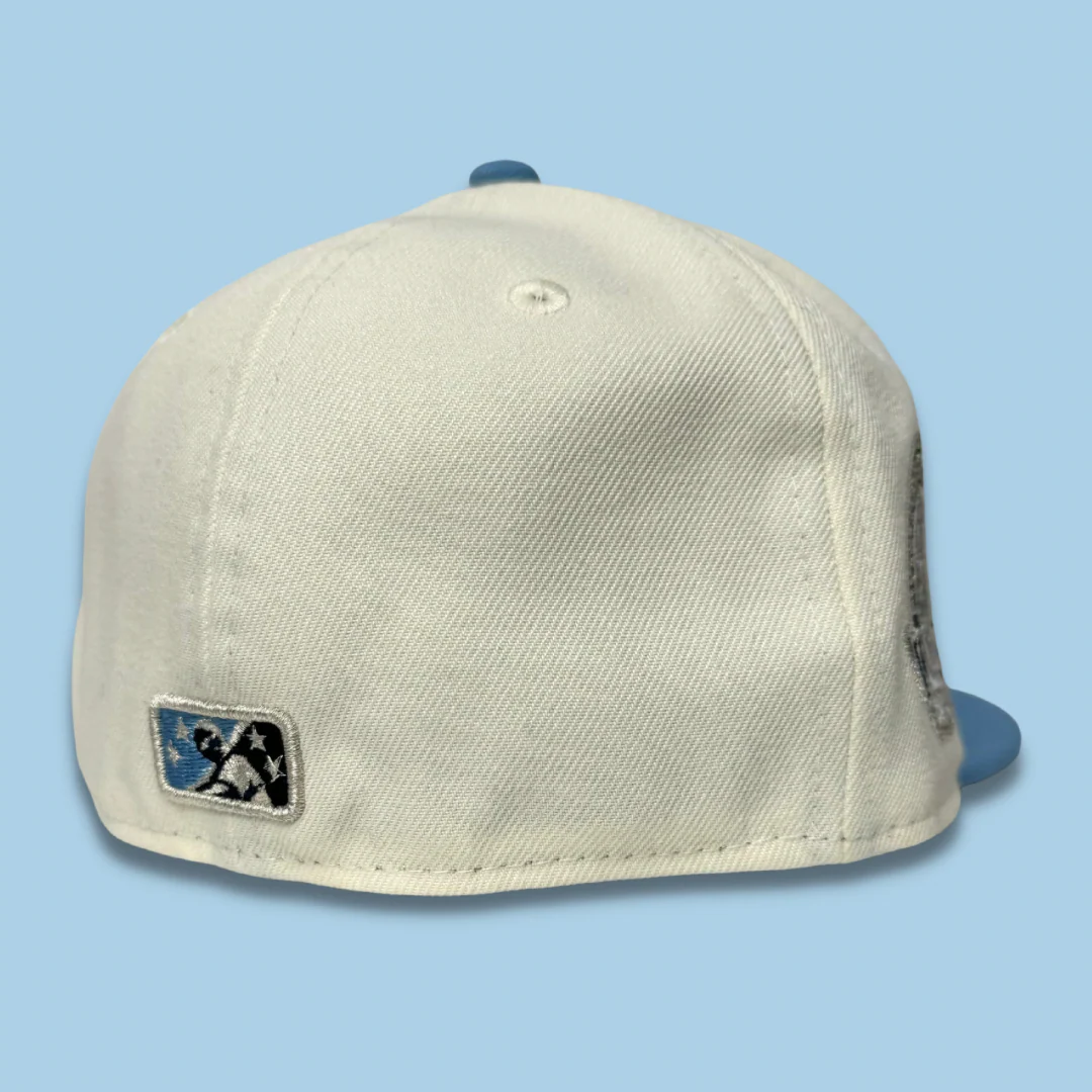 NEW ERA “THE SHOT 2.0" BIRMINGHAM BARONS FITTED HAT (CHROME WHITE/LIGHT BLUE) - Image 3