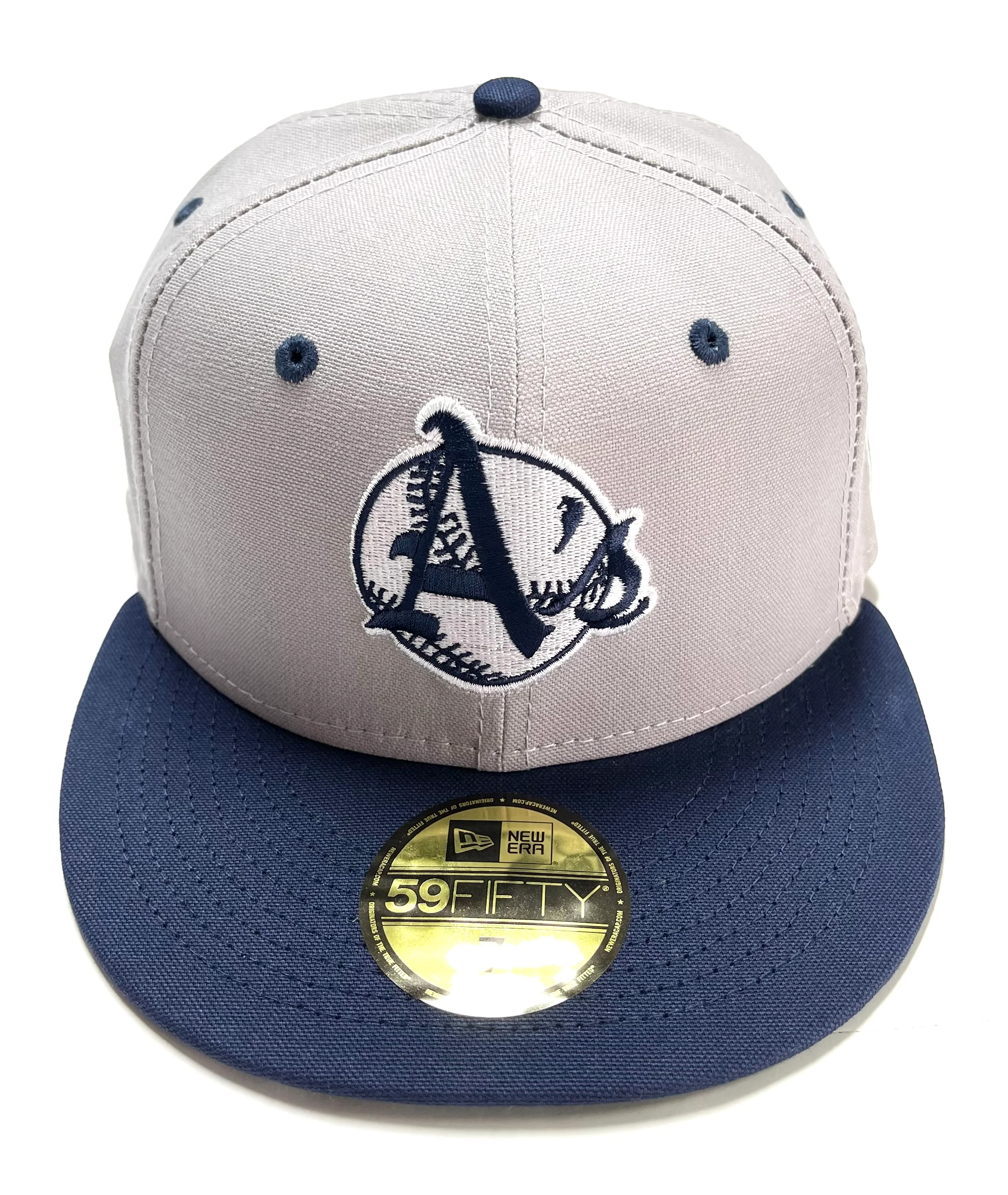 NEW ERA “UNIVERSITY” KC ATHLETICS FITTED HAT (GREY/OCEANSIDE BLUE) - Image 2