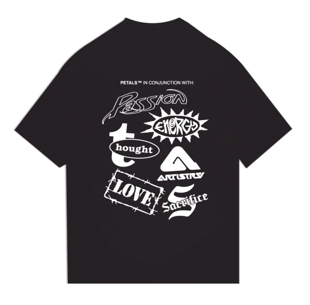PETALS & PEACOCKS "ACRONYM" TEE (BLACK)