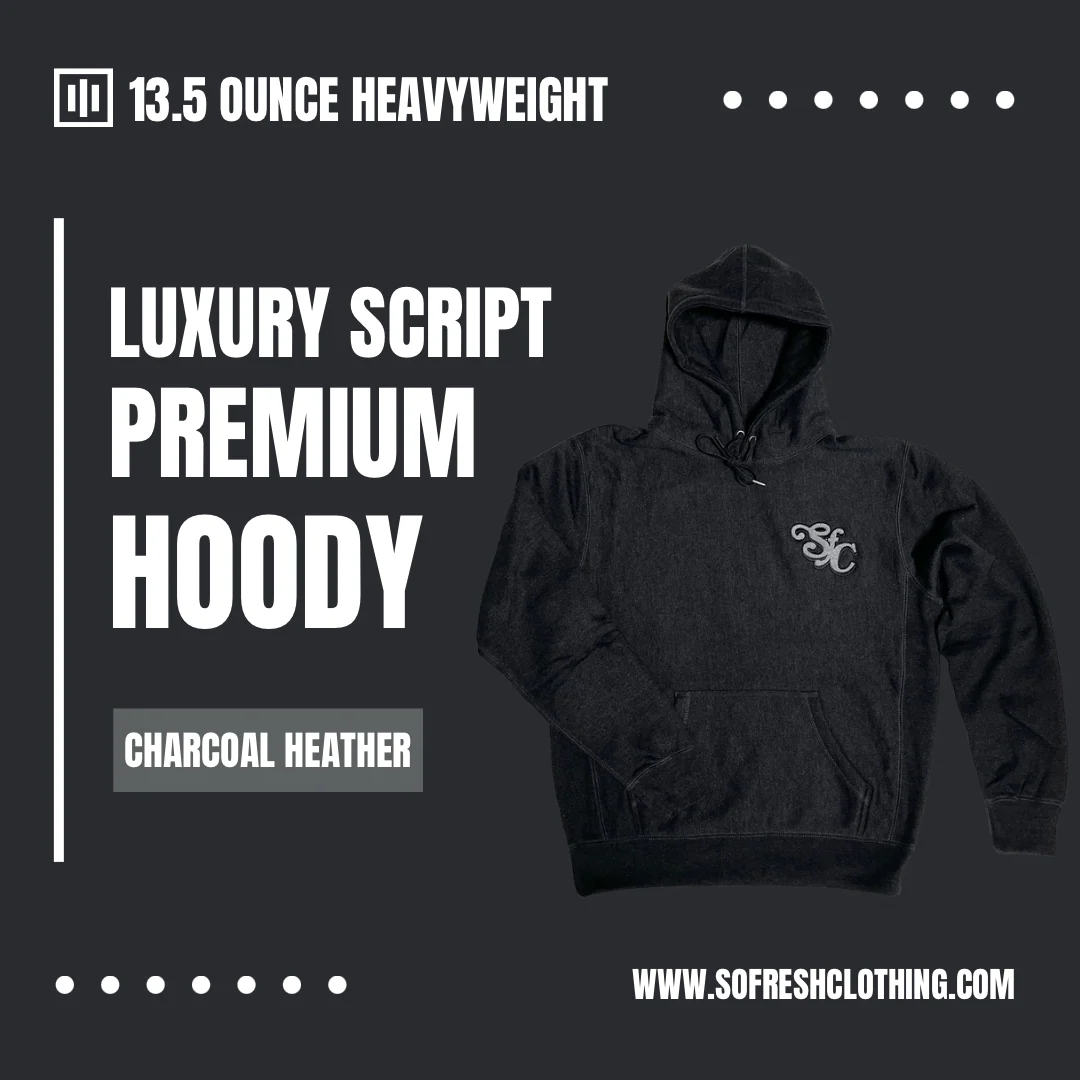 SFC "LUXURY SCRIPT" PREMIUM HEAVYWEIGHT HOODY (CHARCOAL HEATHER)