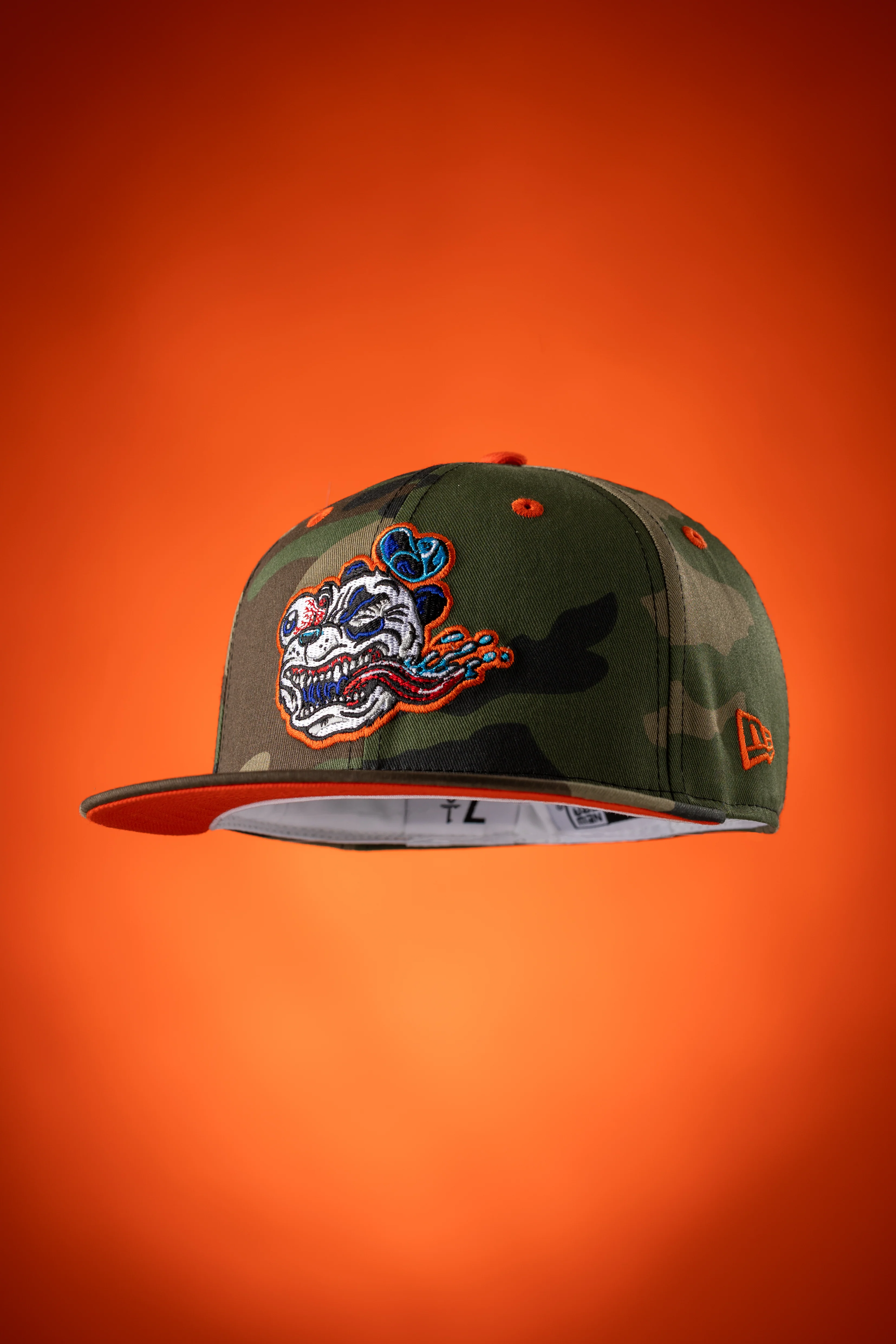 SFC X NMC "CAMO PANDA" NEW ERA FITTED HAT (WOODLAND CAMO/ORANGE)