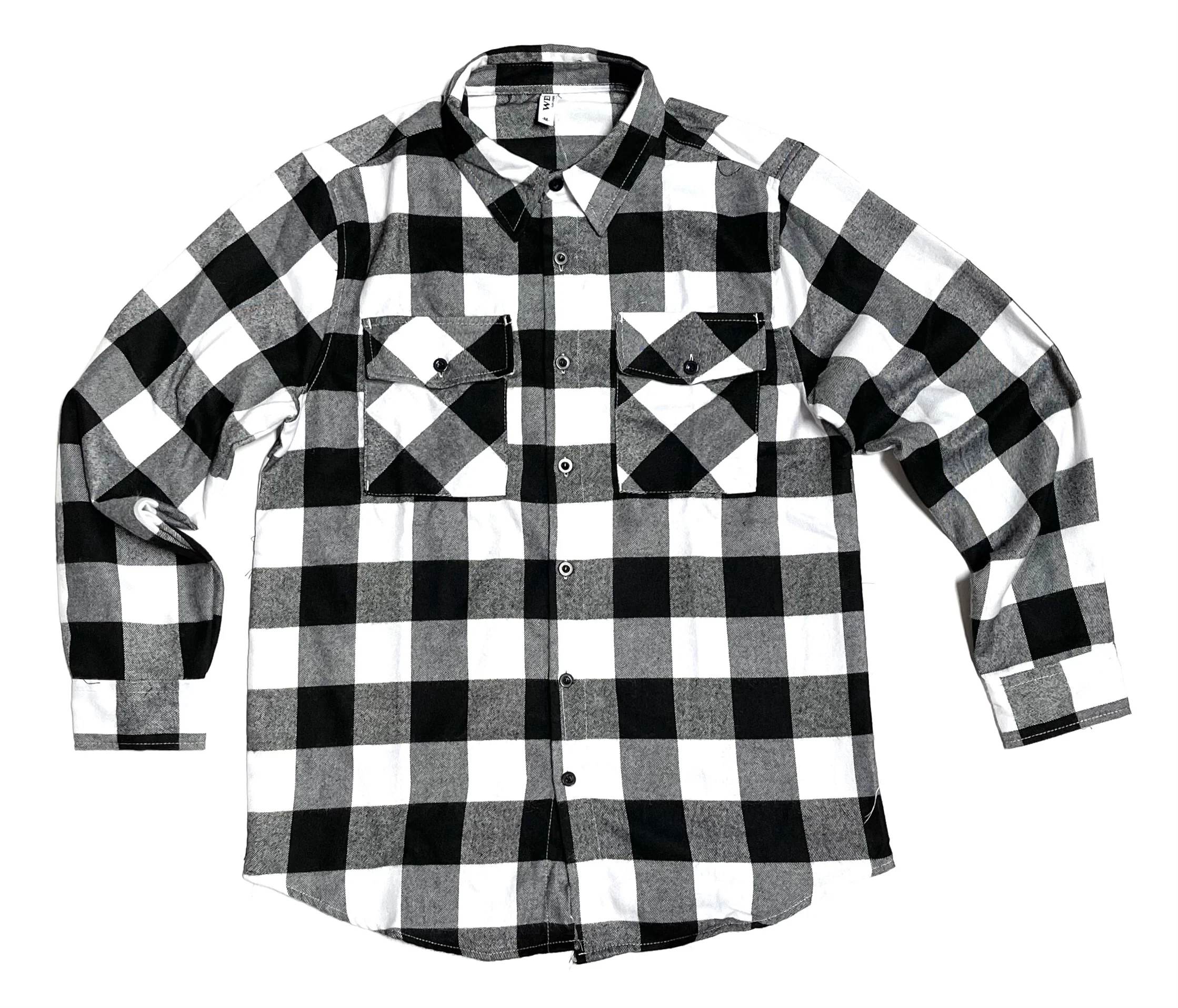 WEIV PLAID FLANNEL BUTTON UP (BLACK/WHITE)