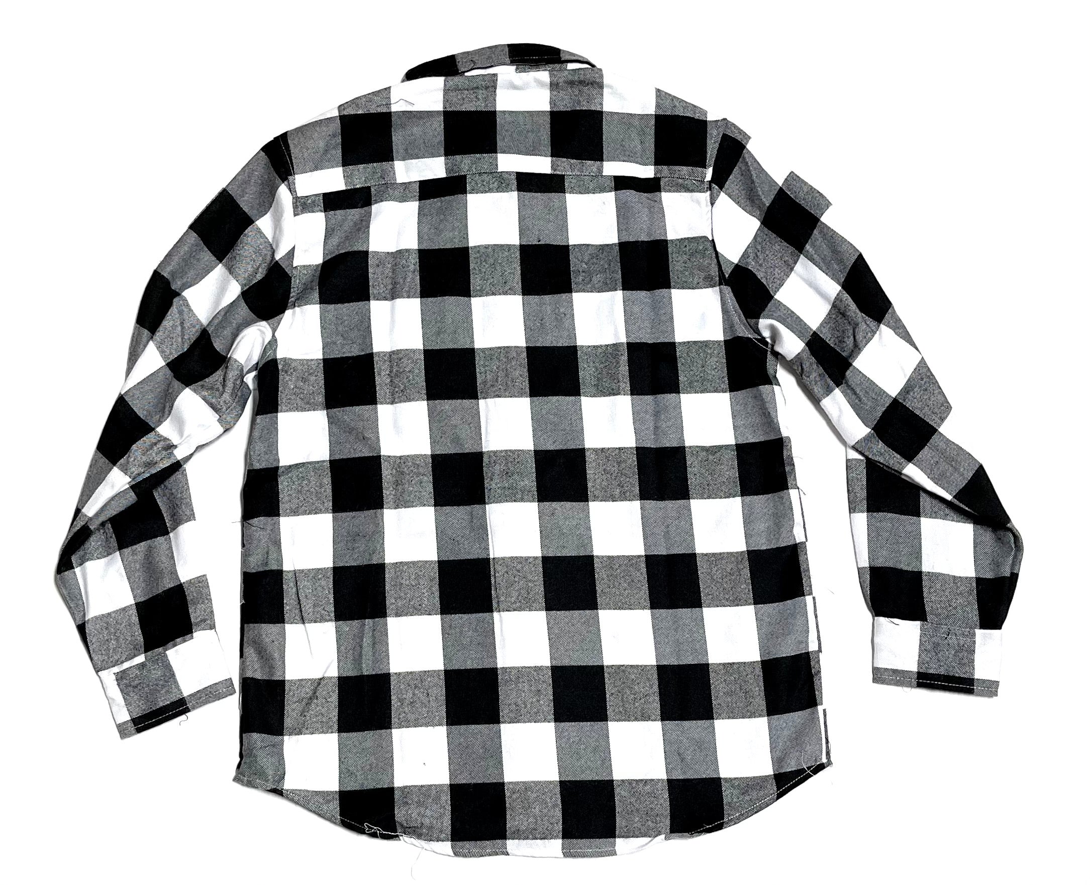 WEIV PLAID FLANNEL BUTTON UP (BLACK/WHITE) - Image 2